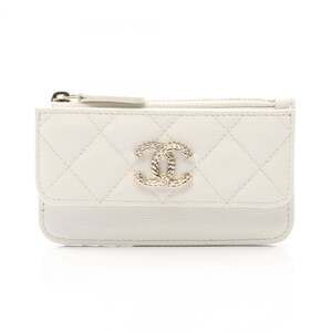 CHANEL White Caviar Leather Wallet